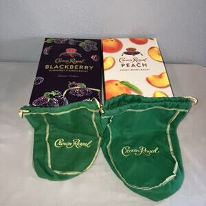 Collectible Bag Crown Royal Whiskey Blackberry / Peach  Bags W Box + Apple Bags